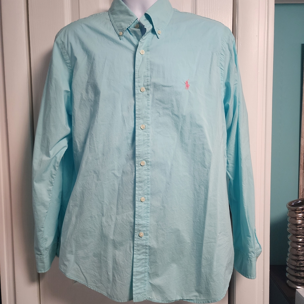 Men's Ralph Lauren Blue LS Button Down Shirt Large